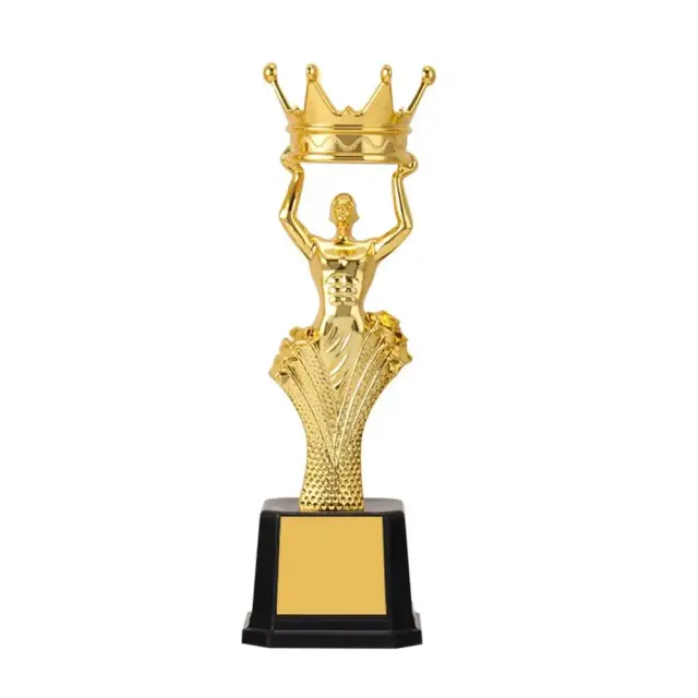 Troféu de Plástico Coroa de Ouro: Lembrança de Competição para Dança e Brincadeira