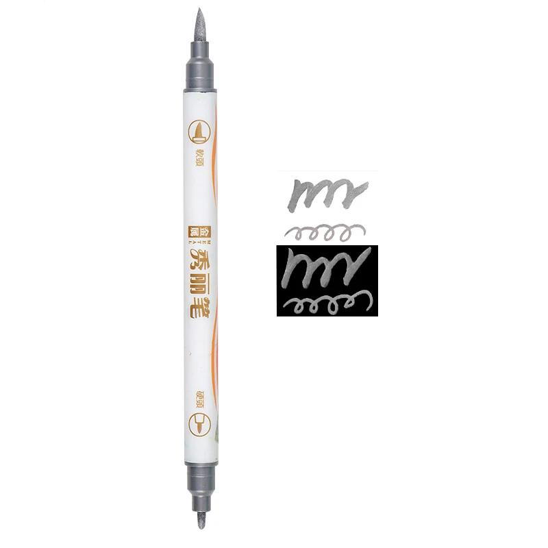 Caligrafia Metálica Caneta Marcadora, Escova Canetas, Scrapbooking Artesanato, Fazer Cartão, Art Pen, Desenho Papelaria, Material de Escritório, 10 Cores - Image 1