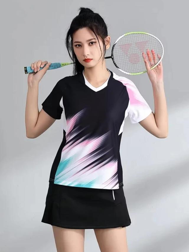 Camisas de Treinamento Femininas de Manga Curta para Badminton, Golfe, Tênis de Mesa e Voleibol