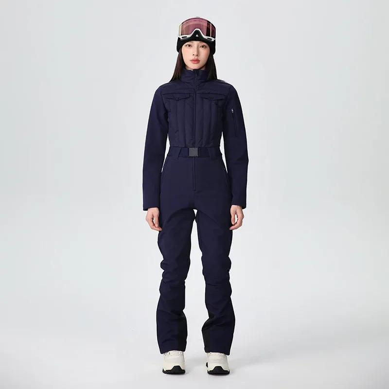 2025 corpo sólido ajuste à prova de vento à prova dwindproof água terno de esqui ao ar livre conjuntos de snowboard mulher térmica respirável neve esportes uma peça roupas - Image 1