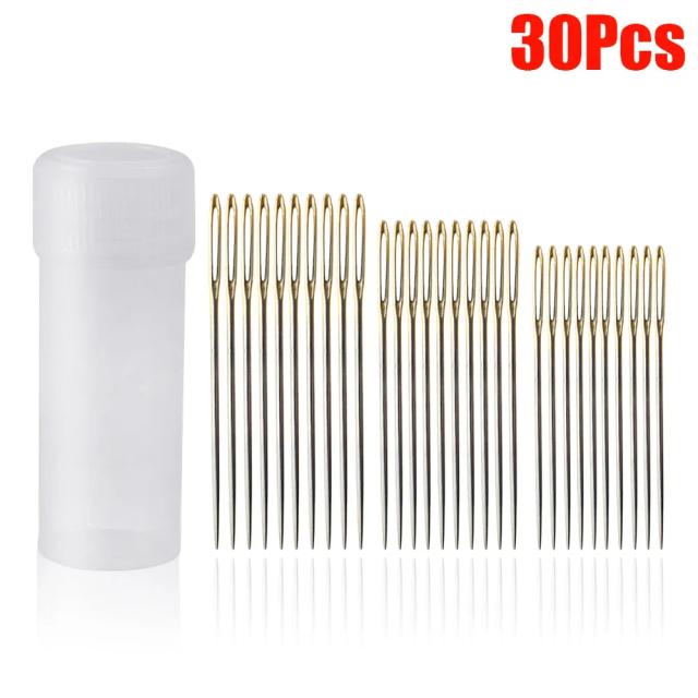 Conjunto de 25 Agulhas de Costura com Grande Buraco para Bordados e Acessórios DIY - Inclui 12 Agulhas Roscadas