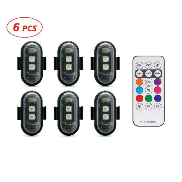 Luz Estroboscópica LED RGB Mini para Aeronaves e Veículos - Controle Remoto Sem Fio