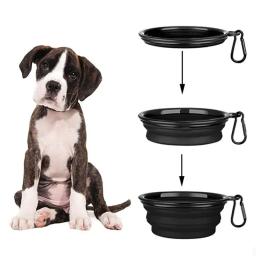 Tigela dobrável de silicone para cão e gato, 1000ml, mosquetão, tigela de viagem, comida e água, acessórios para animais - Image 3