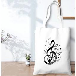 Saco de compras ecológico de impressão unilateral para mulheres, bolsa dobrável, portátil, conveniente sacola de armazenamento, geometria musical nota partitura - Image 5
