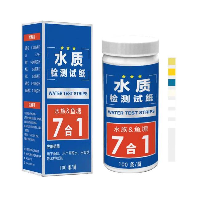 Kit de Teste 7 em 1 para Aquários: Tiras Rápidas e Precisas para Água Doce e Salgada com Análise de PH