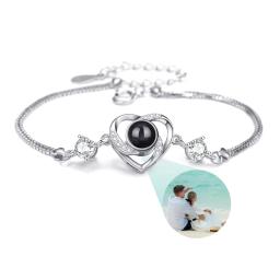 Pulseira De Projeção De Foto Personalizada Pulseira Do Amor Coração Com Imagem Dentro Eu Te Amo Pulseira 100 Idiomas Jóias - Image 4