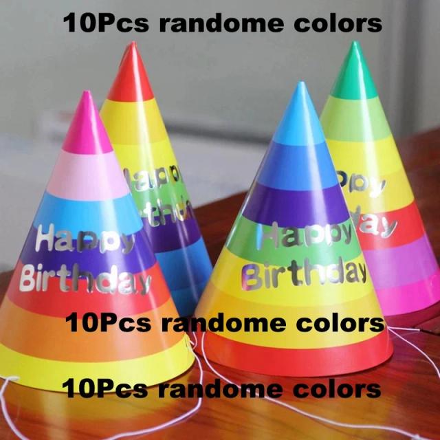 Conjunto de 10 Bonés Arco-Íris Decorativos para Aniversário e Festas Infantis