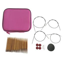 Agulhas de tricô circular crochê gancho conjunto de tricô de bambu caso intercambiável artesanato kits de costura agulha tecido diy ferramentas 13 pares - Image 4