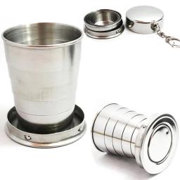 Aço inoxidável dobrável copo retrátil, Copos pretos para viajar, Copa dobrável ao ar livre, 75ml - Image 1