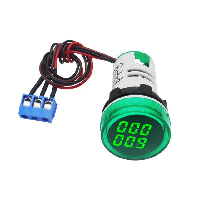 Medidor Digital Redondo LED 22mm para Contador Eletrônico AC 220V-380V com Totalizador e Display 6 Dígitos até 999999