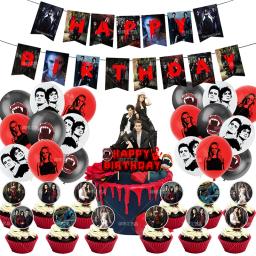 The Vampire Diaries Tema Festa Suprimentos para Crianças, Banner de Aniversário, Balão, Decorações de Bolo, Baby Shower, DIY, Feriado, 1 Conjunto - Image 2
