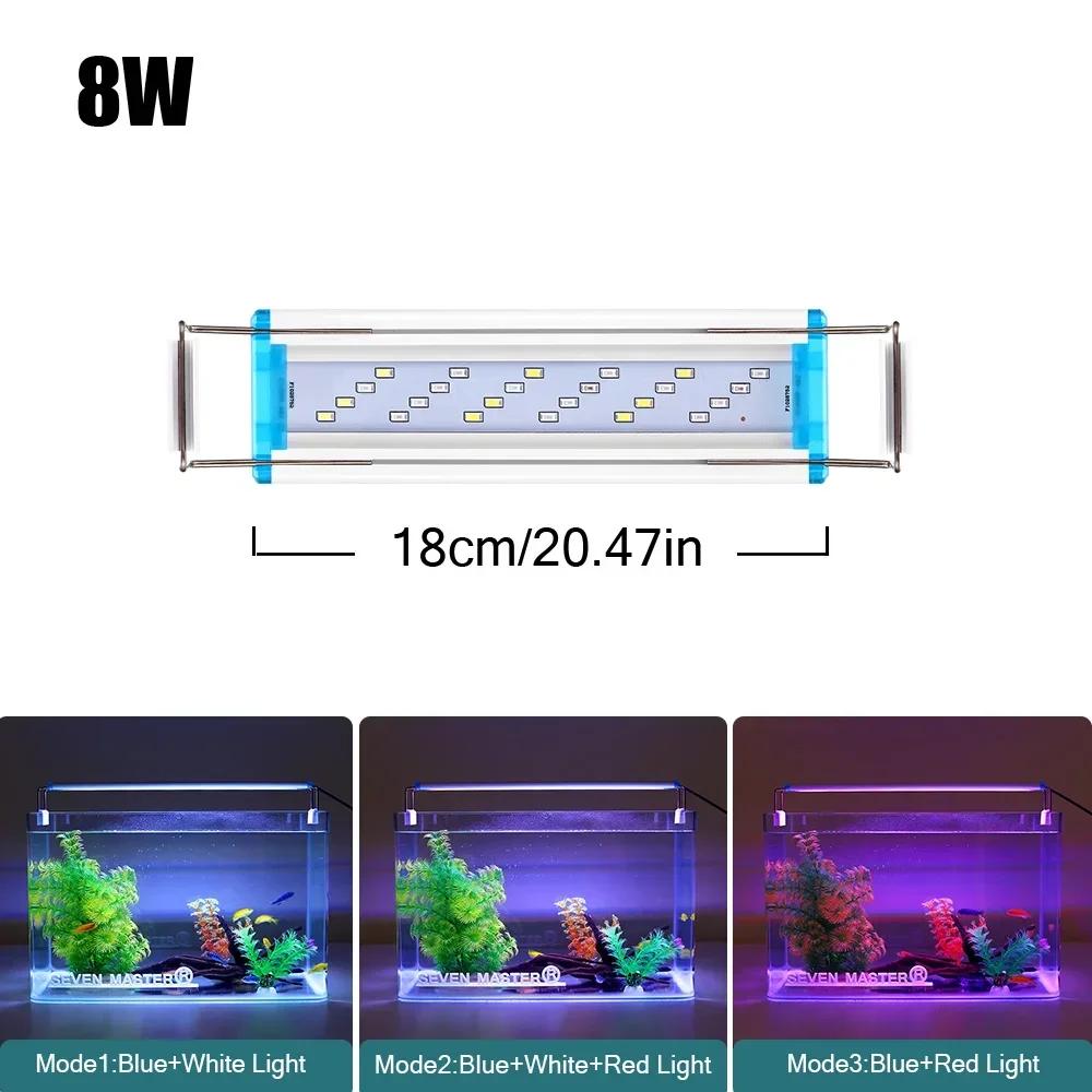 Lâmpada para peixes 18-71cm, luz ultrafina para aquário, 3 modos de iluminação em led para plantas, chip 90-260v, 5730, iluminação aquática para cultivo de grama - Image 1