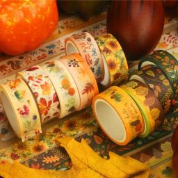 10 rolos fita papel decorativa outono e outono, fita para scrapbooking, conjunto fita papel diy, conta manual, - Image 2