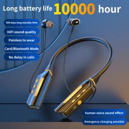 10000mah 10000 horas de reprodução sem fio bluetooth fones de ouvido magnético esportes correndo fone neckband esporte redução ruído - Image 1