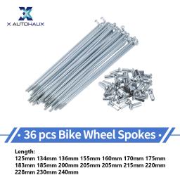 X autohaux raios de bicicleta 12g 125/134/136/155/160/170/175mm comprimento raios de roda de bicicleta aço carbono galvanizado tom de prata mamilo - Image 1