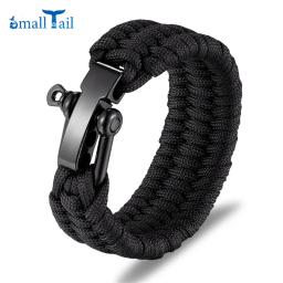 Pulseira de Sobrevivência Trançada de Emergência para Homens e Mulheres Fivela de Aço Inoxidável Paracord Ajustável Pulseira ao ar livre - Image 1