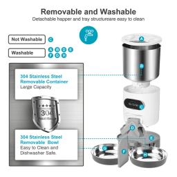 Alimentador de cronometragem para gatos, aplicativo inteligente, alimentador de gato com refeição dupla, dispensador automático de comida para cães de estimação, adequado para cães e gatos pequenos, alimentação remota - Image 2
