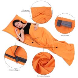Tomshoo acampamento ao ar livre saco de dormir forro com fronha saco de dormir portátil ao ar livre leve viagem de negócios hotel - Image 6