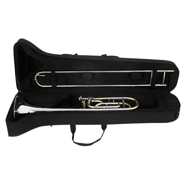 Trombone Bb Slade Tenor Lacado em Ouro com Estojo e Bocal - Instrumento Musical Profissional de Sopro