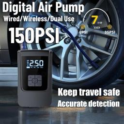 Bomba Inflator do pneu do carro elétrico, compressor de ar com LED, bicicleta, motocicleta, automóvel, 150PSI, 7.4 V, 12V - Image 1