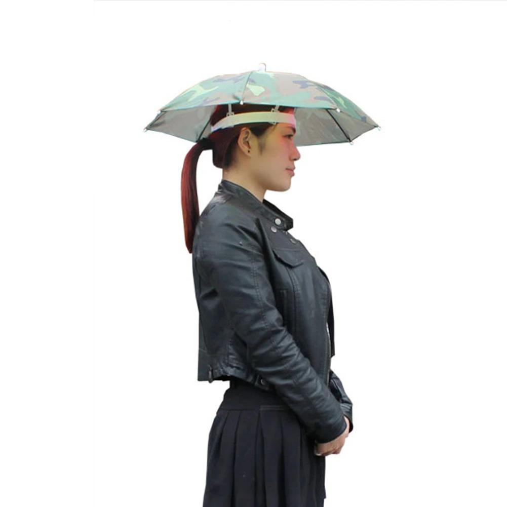 Portátil Dobrável Pesca Sunshade Headwear Chapéu Guarda-chuva Dupla Camada Proteção UV Sunscreen Umbrella Caps Outdoor Parasol - Image 1