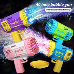 40 buracos máquina de bolha elétrica portátil espaço automático luz bolha arma crianças brinquedos batalha ao ar livre sem bolha água - Image 1