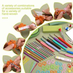 Fenrry conjunto de gancho de crochê, kit de agulhas de crochê para iniciantes, estojo verde e acessórios de crochê para artesanato de tricô - Image 3