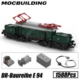 Modelo de exibição do trem locomotivo motorizado, blocos de construção, tijolos locomotivos, motor a vapor HSB, E 94, MOC, construção brinquedos, presentes - Image 4