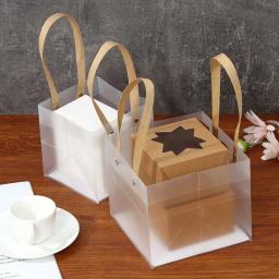 Saco De Presente De Plástico Fosco Com Alças, Tote Translúcido, Saco De Embrulho De Presente De Festa De Casamento, Saco De Pacote De Flores, Moda - Image 3