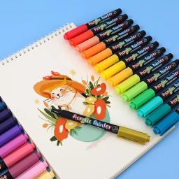 12/60 Cores Tinta Acrílica Marcador Escova Canetas Marcador Para Caligrafia Graffiti Manga De Vidro De Madeira DIY Arte Desenho Papelaria Escola - Image 3