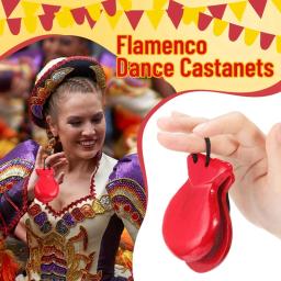 Castanholas Flamenco Espanhol com Cordão, madeira tradicional percussão mão, 1 par - Image 3