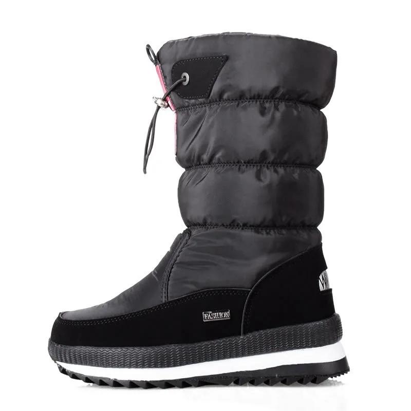 Inverno grosso botas de neve femininas quentes de pelúcia meados de bezerro botas antiderrapante plataforma à prova dwaterproof água bota de neve casual feminino sapatos brancos - Image 1
