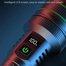 Mais poderosa lanterna led de tiro longo com zoom tocha de acampamento embutida 26650 bateria lanterna tática de alta potência para ao ar livre - Image 2