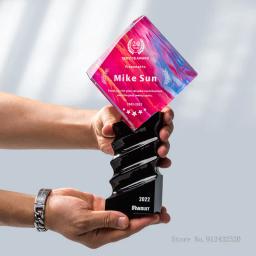 High-end cristal personalização prêmio, excelente prêmio reconhecimento empregado, medalha de vidro, impressão a cores, decoração home troféu - Image 2
