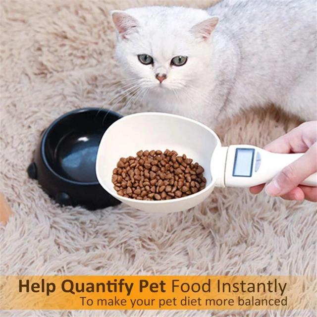 Colher de Medição Eletrônica para Alimentos de Animais com Tigela e Balança Digital Destacável para Cães e Gatos