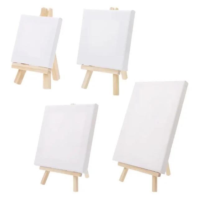 Conjunto de Mini Tela e Cavalete Natural para Pintura, Desenho e Artesanato - Suprimentos Ideais para Casamentos