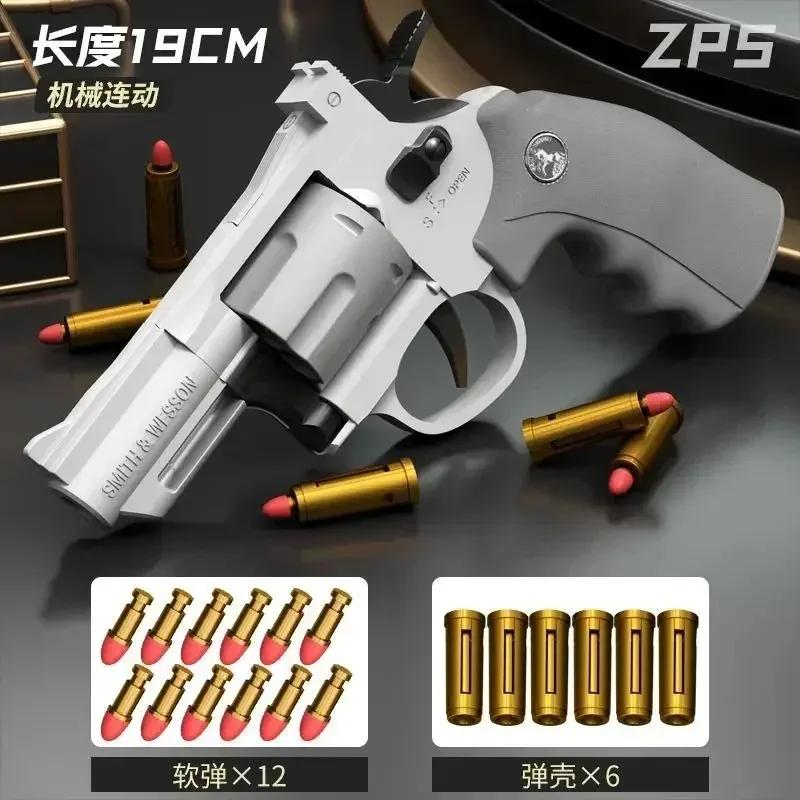 Magnum-Zp-5 357 Long Alloy Revolver Pistola, bala macia, pode ser demitido, brinquedo de simulação de menino, presentes infantis - Image 1