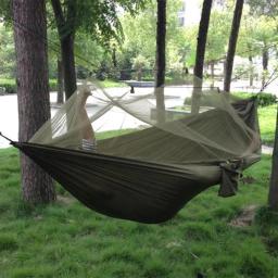 Hammock Camping Outdoor portátil com Mosquiteiro, Alta Resistência Parachute Tecido Hanging Bed, Caça Swing Dormir, Leve - Image 1