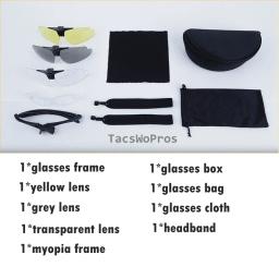 Óculos Táticos Resistentes ao Impacto, Tiro Paintball Goggles, Proteção UV, Caça ao ar livre, Caminhadas Óculos de sol, 3 Lens - Image 2