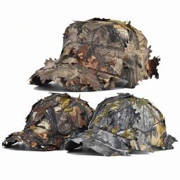Tampão de camuflagem militar tático ao ar livre, proteção solar, 3D Bionic Leaf, Chapéu de caça Camo do exército - Image 2