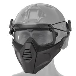 Máscara tática com conjuntos de óculos, exterior, airsoft, paintball, proteção facial total, aço, jogo de CS, tiro - Image 1