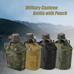 Garrafa de água militar com malote, 1L, exterior, esportes, acampamento, cantina, caminhada, sobrevivência, chaleira bebendo - Image 2