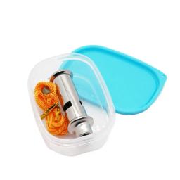 Aço inoxidável árbitro apito com cordão, durável esportes árbitro apito, caixa de armazenamento para futebol - Image 3