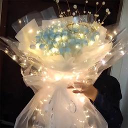 Casamento bouquet papel de embrulho à prova dwaterproof água embalagem de presente de flor luminosa led claro celofane para dia dos namorados festa artesanato papel - Image 4