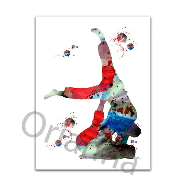 Aquarela de Jiu-Jitsu: Pôster Artístico para Decorar Atletas e Amantes das Artes Marciais