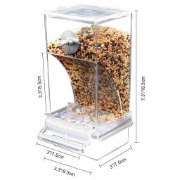 Alimentador automático de pássaros, recipiente de comida em acrílico para sementes de papagaio, acessórios para gaiolas de pássaros para periquitos, canários e cacatuas, dispositivo de alimentação de aves - Image 6