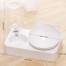 Alimentador automático do animal de estimação com dispensador de água, cão e gato tigela de comida, Double Drinking Dish, suporte levantado - Image 5