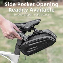 ROCKBROS Saco Impermeável de Bicicleta, Grande Capacidade, Liberação Rápida, Selim, Shockproof, Double Zipper, Acessórios para Bolsas, 1.7L - Image 6