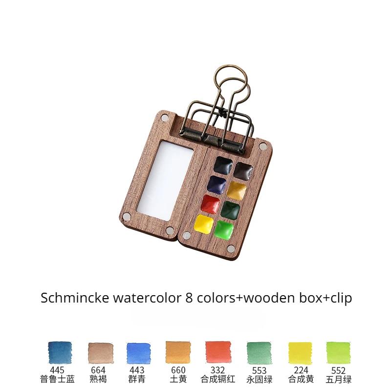 Portátil Viagem Aquarela Set, Aquarela Escola, Mini Walnut Paint Box, Sketchbook, Estudante Outing, Art Supplies, 8 cores - Image 1