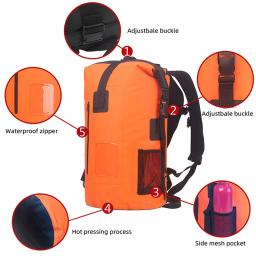 PVC impermeável saco seco para esportes ao ar livre, mochila leve para escalada, natação, canoagem, caiaque, camping, praia, armazenamento flutuante, 35L - Image 3
